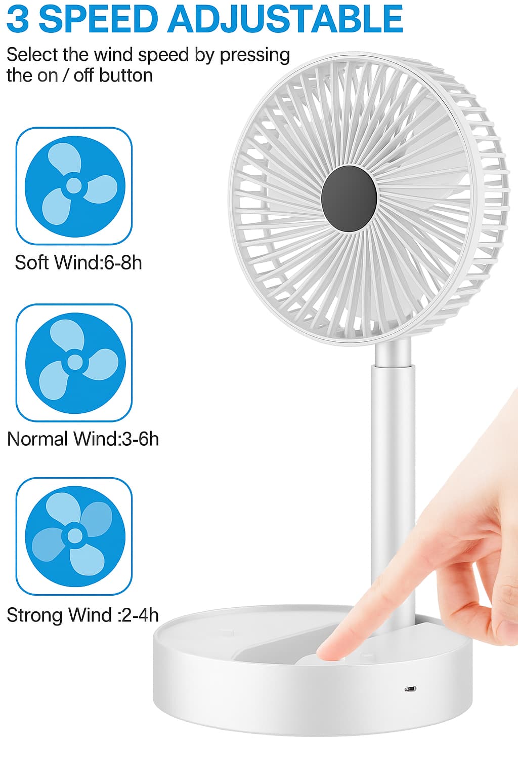 Powerful Rechargeable High-Speed Table Desk Fan