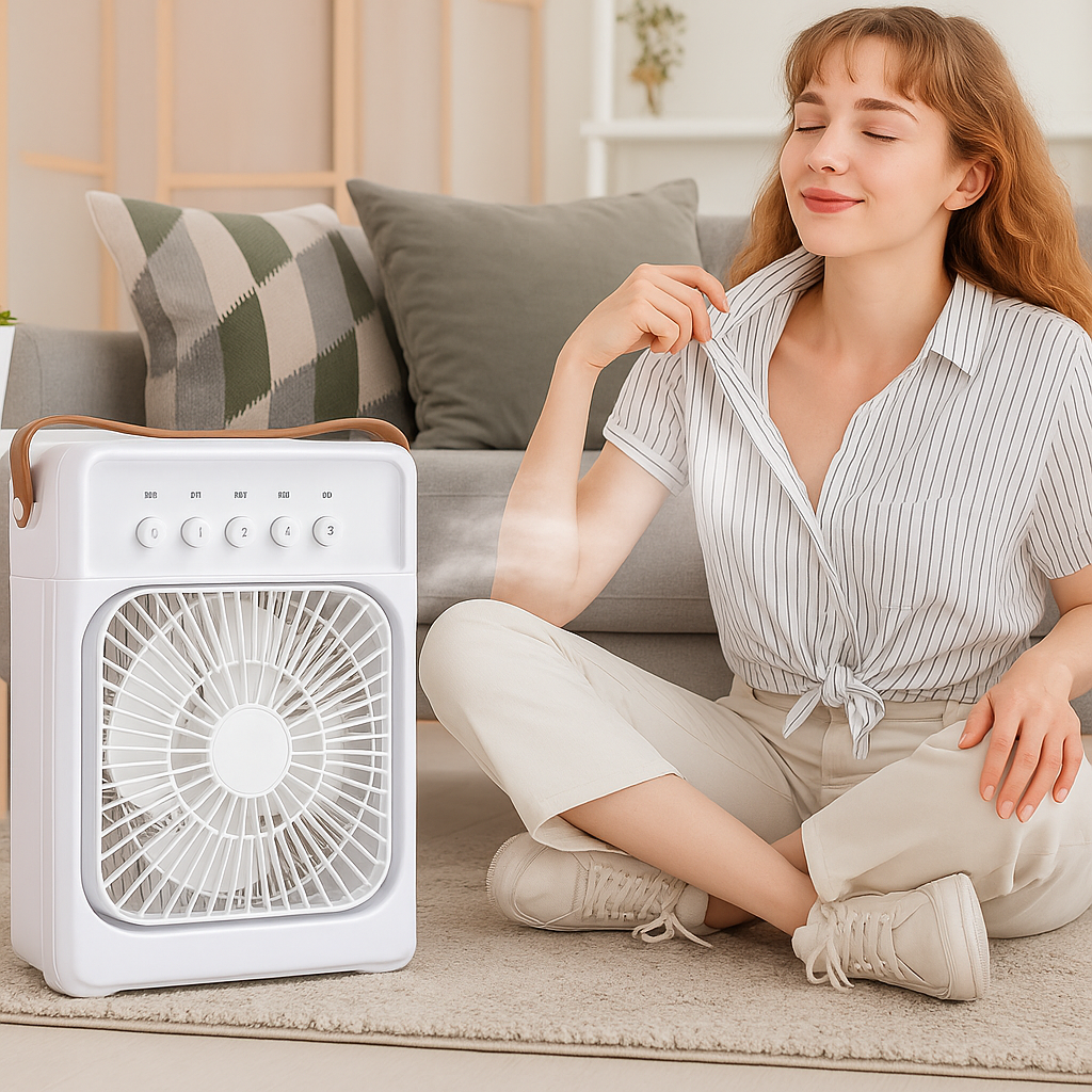 Multifunction Air Cooler Fan with Water Mist &amp; Mood Light.